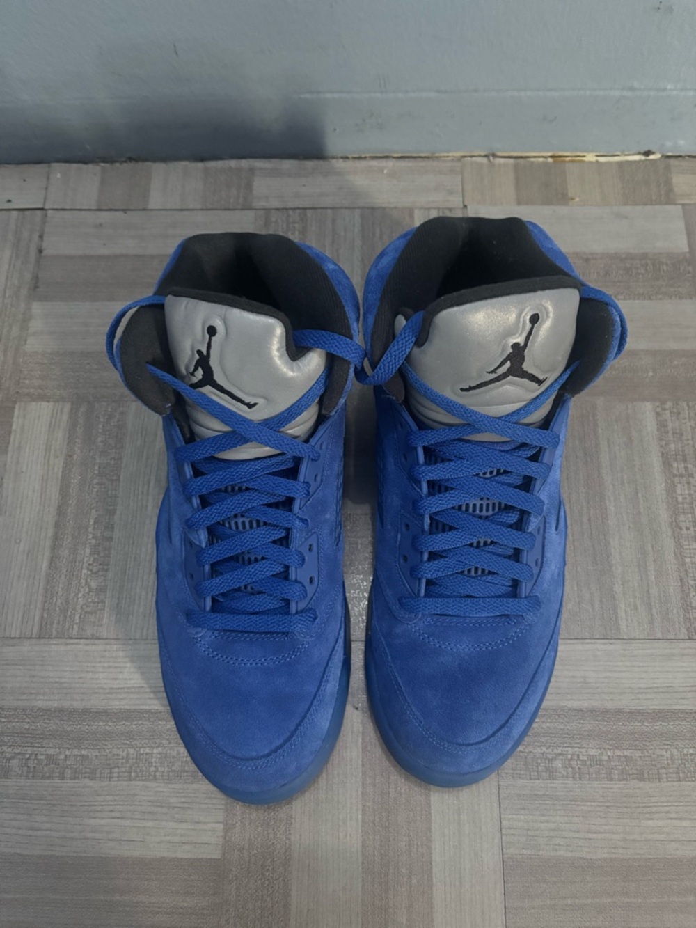 Jordan Men's Mid-Top Sneakers in Royal Blue with Silver Tongue
